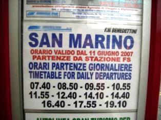 Timetable to San Marino
